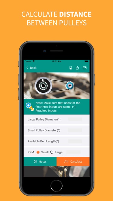 Pulley Belt Calculator Screenshot
