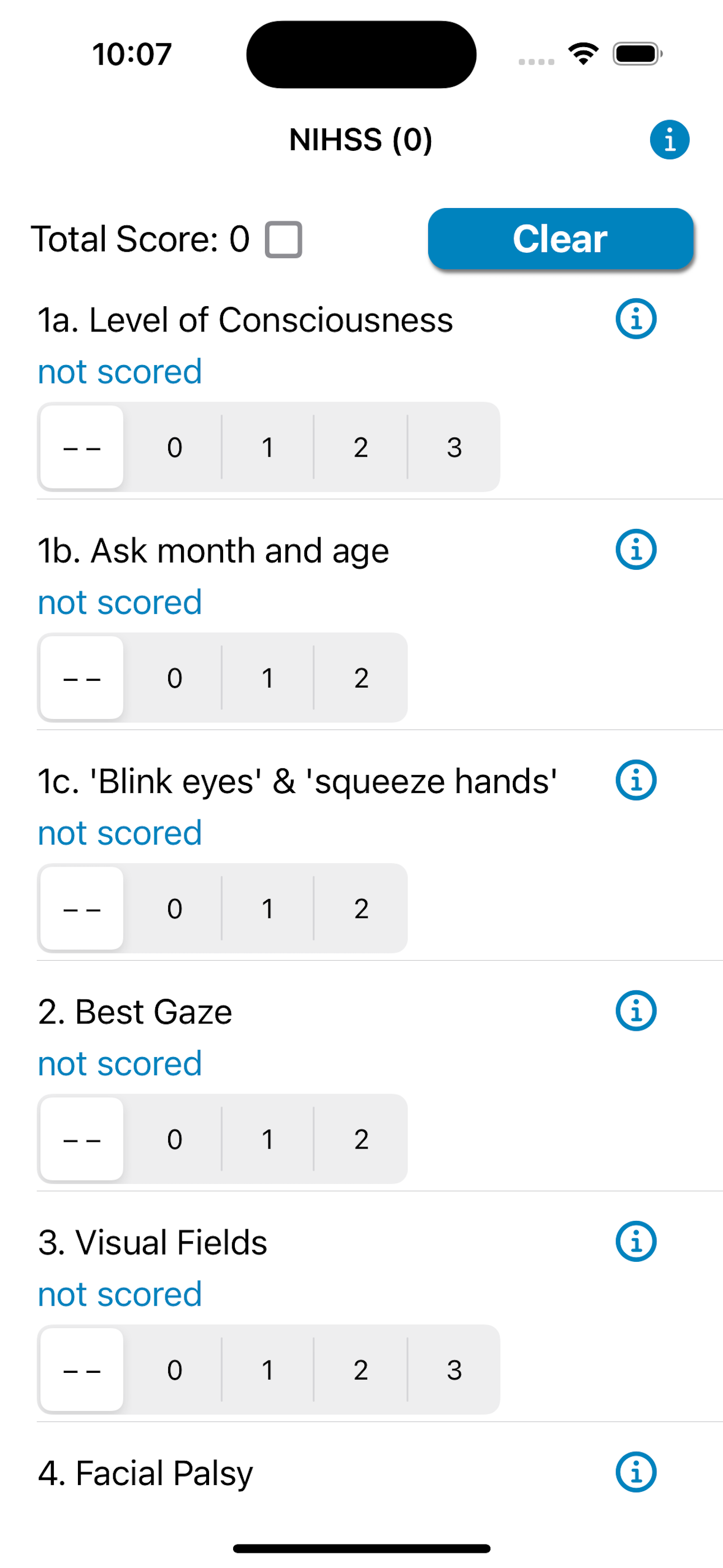 NIH Stroke Scale Calculator