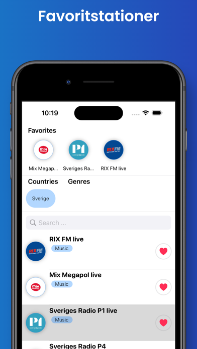 Sveriges Radiostationer live Screenshot