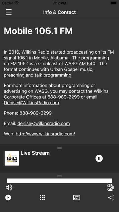 WASG FM 106.1 Radio Screenshot