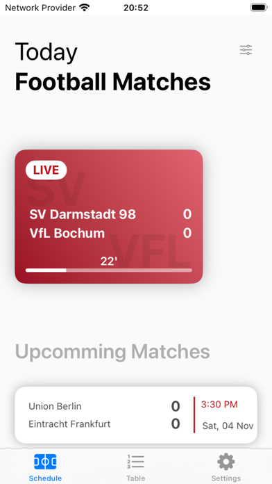 Football Live Schedule Screenshot