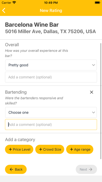 RateMyBar Screenshot
