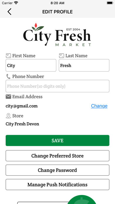 City Fresh Market Rewards App Screenshot