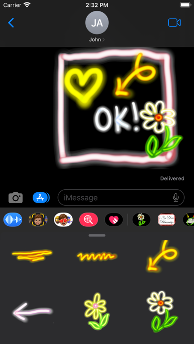 neon message stickers Screenshot