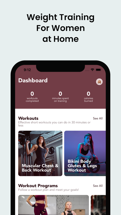 Women's Weight Training Plan Screenshot