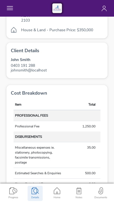 On Point Conveyancing Screenshot