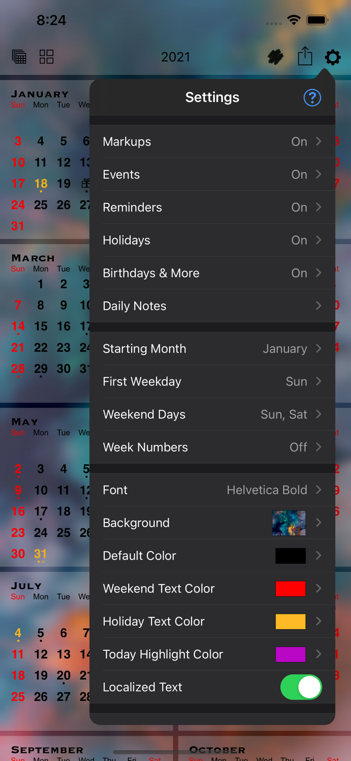 All‑in‑One Year Calendar SE