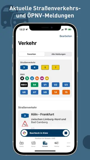 Screenshot von Hr-iNFO App auf dem iPhone 9