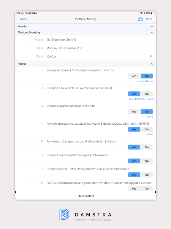 Damstra Forms iPad screenshot