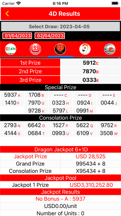 Lotto 4D Results Live 4D Toto Screenshot