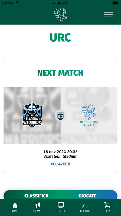 Benetton Rugby Official App Screenshot