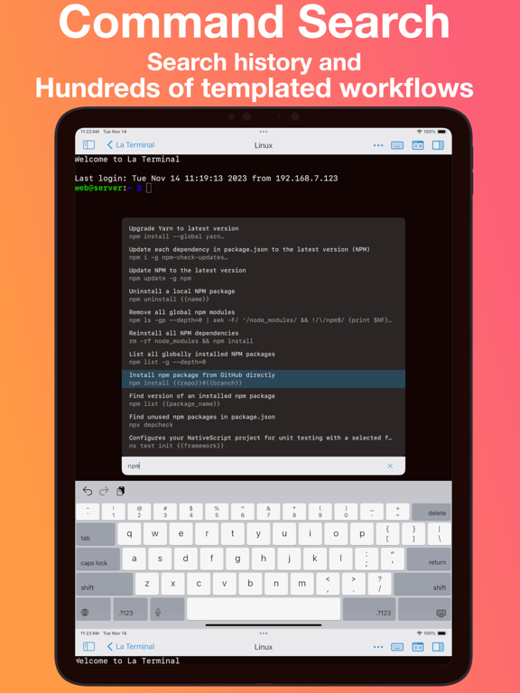 La Terminal - SSH Client iPad screenshot 2 - Developer Tools app