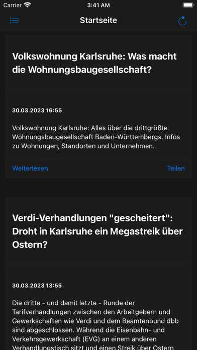 Karlsruhe News App Screenshot