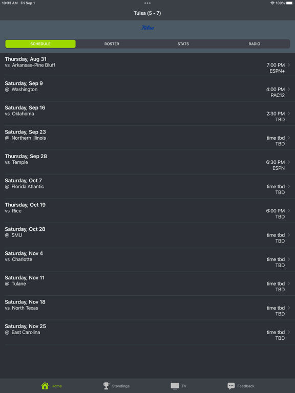 Screenshot #4 pour Tulsa Football Schedules