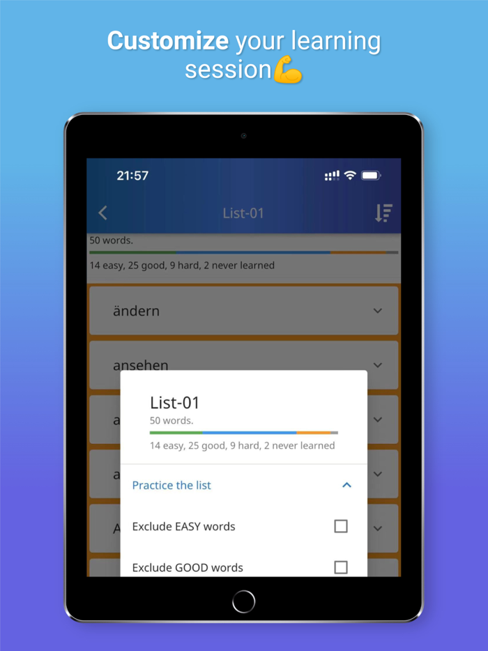 XY Memo German vocab builder