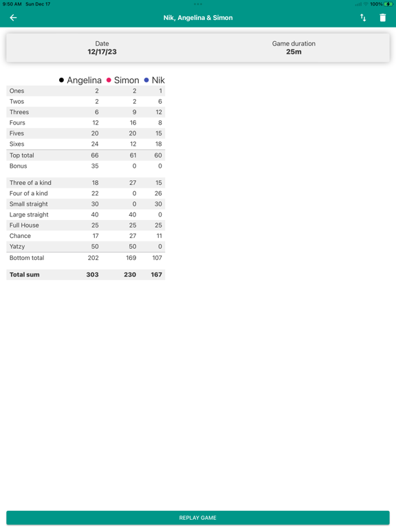 Screenshot #6 pour Yatzy Scoring Card