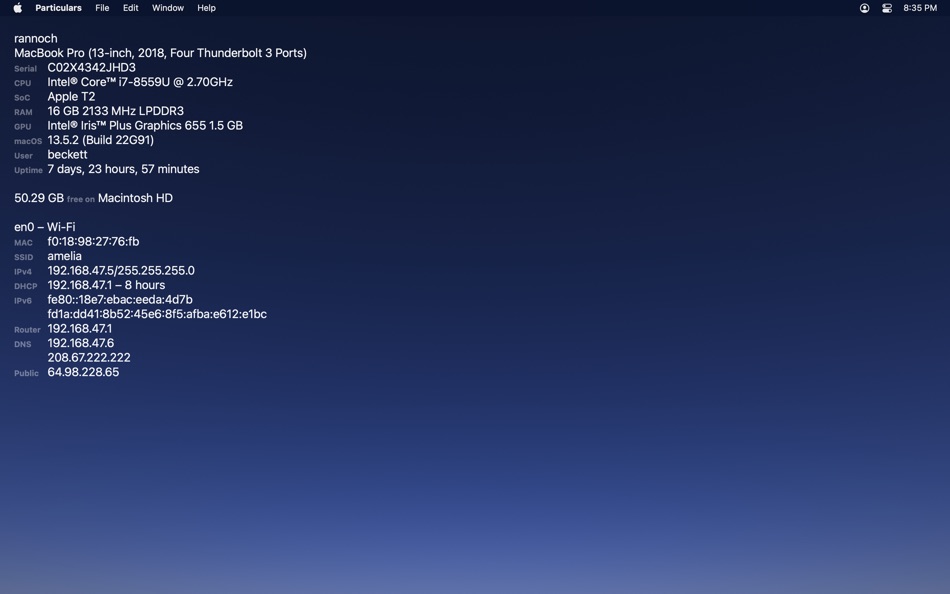 #1. Particulars (macOS) Podle: Fraser Hess
