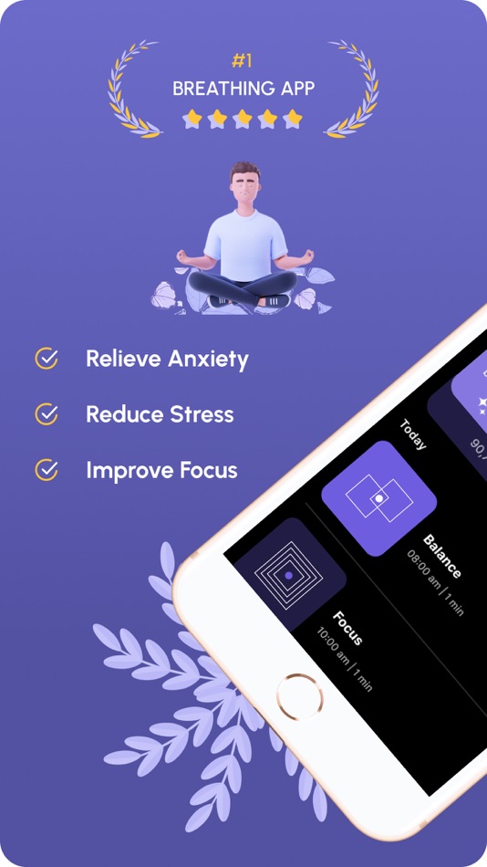#1. Paced Breathing Exercises App (iOS) Podle: Wonkru