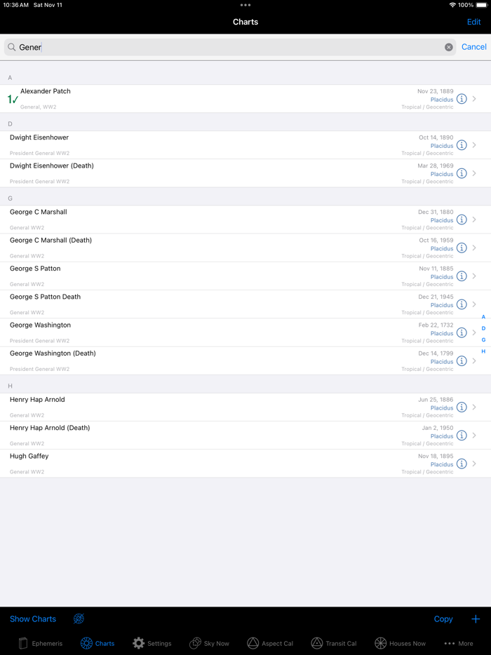 iPhemeris Astrology Charts