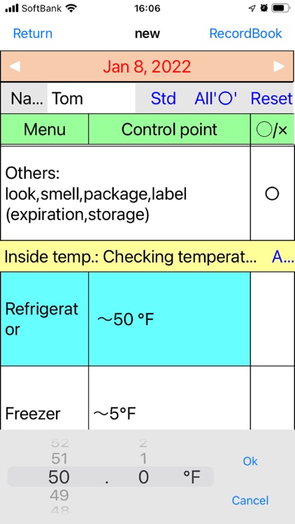 HACCP Record for one store