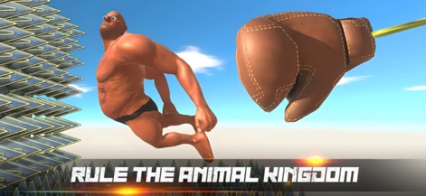 Animal Revolt Battle Simulator - L'application illustre la liberté créative avec des personnages loufoques propulsés par une physique ragdoll exagérée et des interactions comiques.