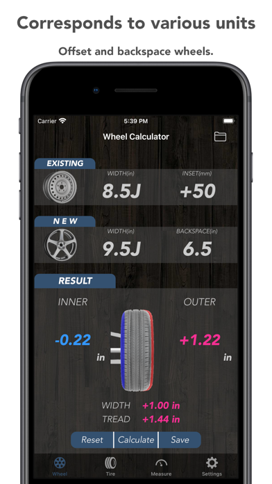 Tire Calculator (Offset&Speed) Screenshot