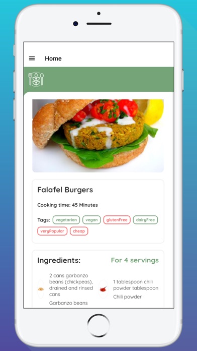 Vegan Recipe Healthy Food Screenshot
