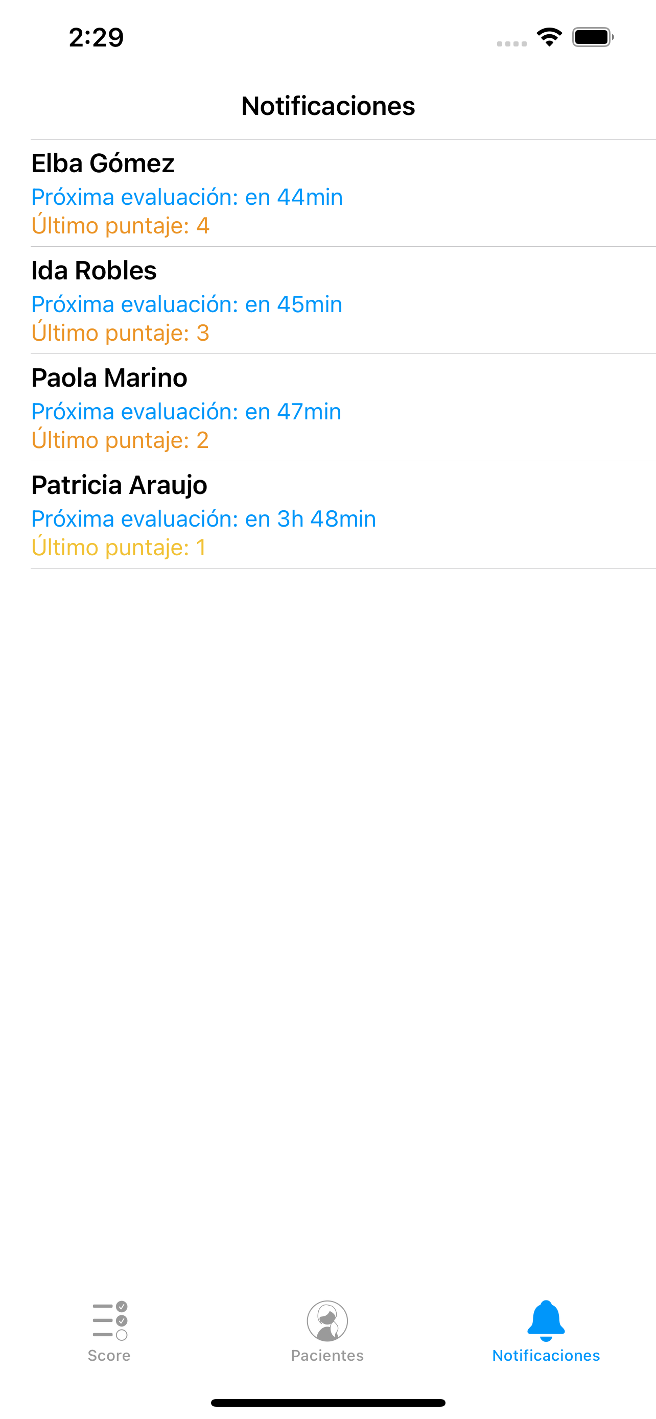 Score MAMÁ