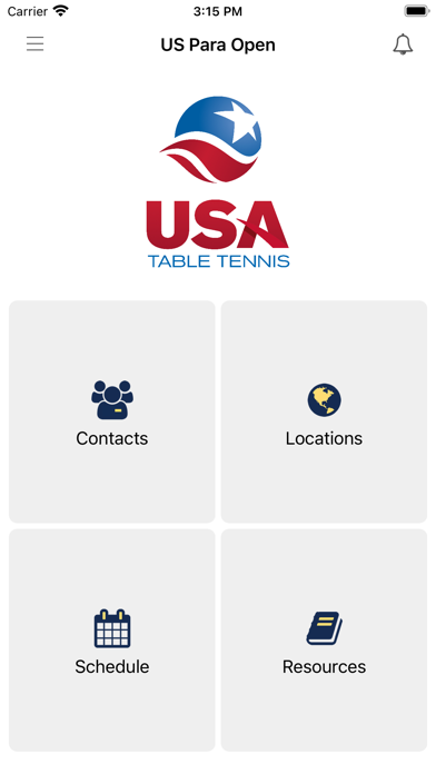 USA Table Tennis Events Screenshot