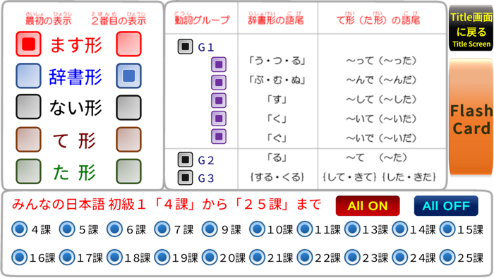 みんなの日本語初級１ - 動詞活用ツール