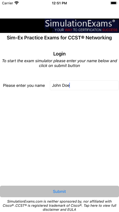Sim-Ex ExamSim CCST Networking Screenshot