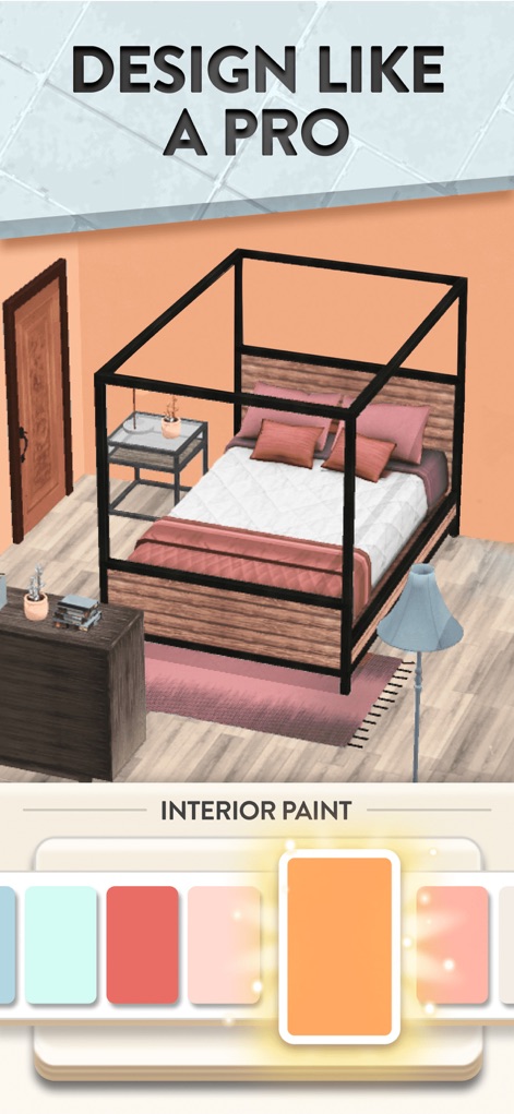 House Flip - Gli utenti possono esprimere la loro creatività nel design degli interni, scegliendo tra diverse opzioni per il mobilio della camera da letto e personalizzando l'ambiente tramite la vasta gamma di colori disponibili nel selettore di vernici.