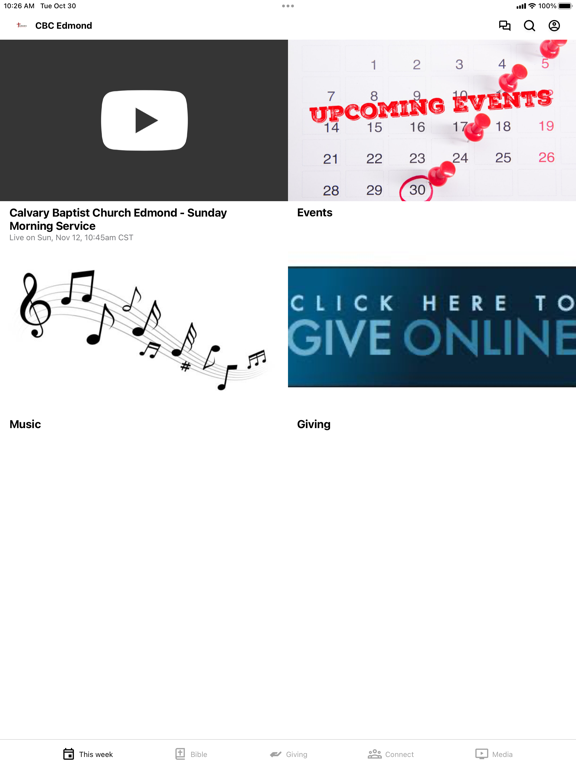Calvary Baptist Edmond iPad screenshot 1 - Education app