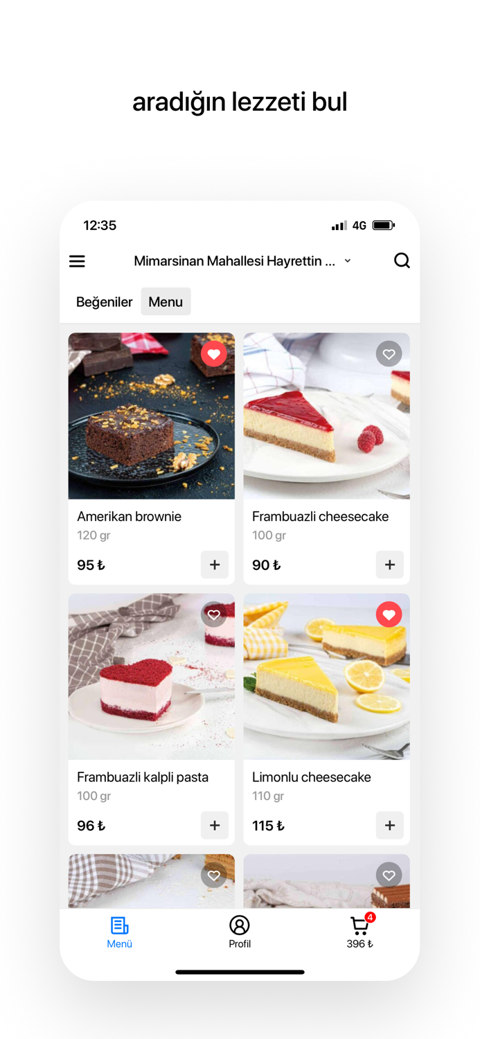 Cafe Safran Kek Pasta Siparişi