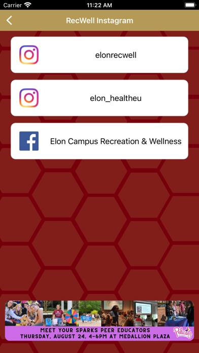 Elon University RecWell Screenshot
