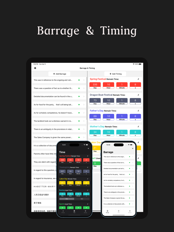 Barrage and Timing