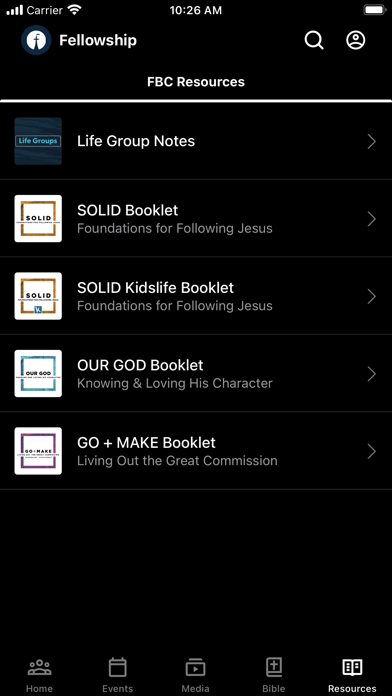 Fellowship. Bible. Church. Screenshot