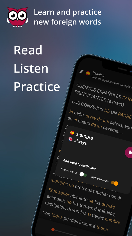 #1. Owle: Language Learning Reader (iOS) بواسطة: Jan Suchy