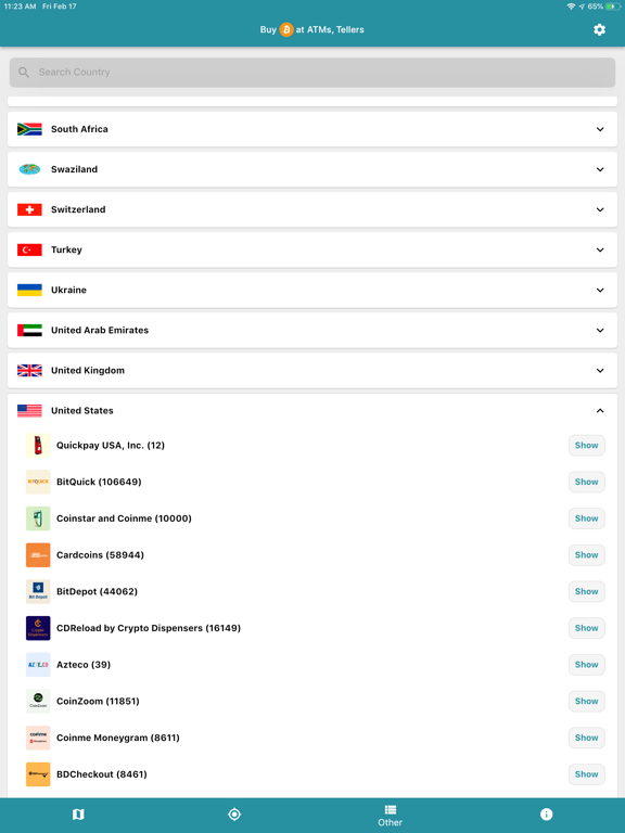 CoinATMRadar - Bitcoin ATM Map iPad screenshot 6 - Reference app