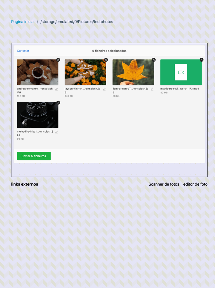 Partilha de fotografias Wifi