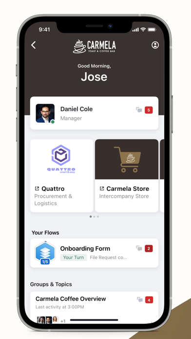 Carmela Coffee Portal Screenshot