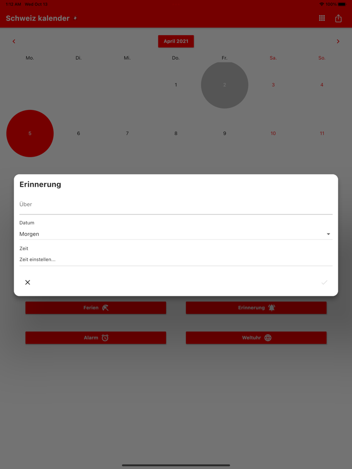 Schweiz Kalender 2023