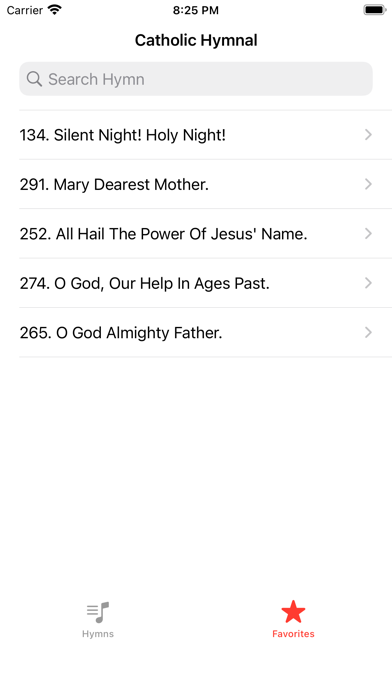 Catholic Hymnal Screenshot