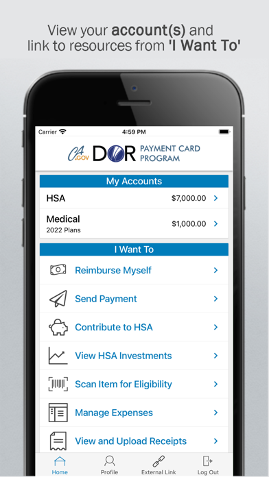 CalDOR VR Payment Card Screenshot
