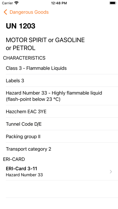 Dangerous Goods Screenshot