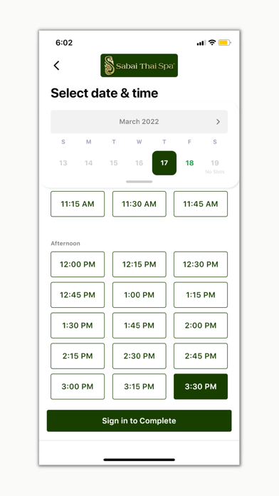 Sabai Thai Spa Screenshot