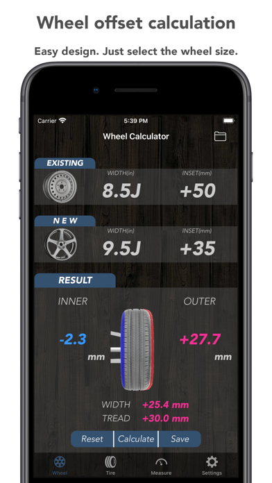 Tire Calculator (Offset&Speed) Screenshot