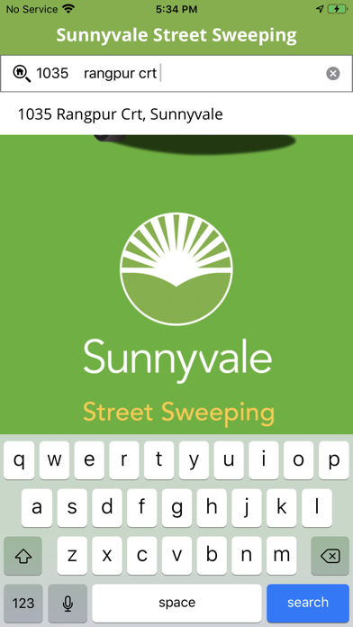 Sunnyvale Street Sweeping Screenshot