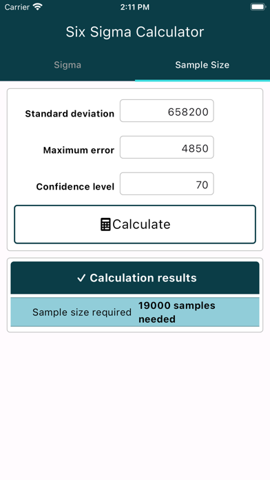 Screenshot #1 pour Six Sigma Calculator