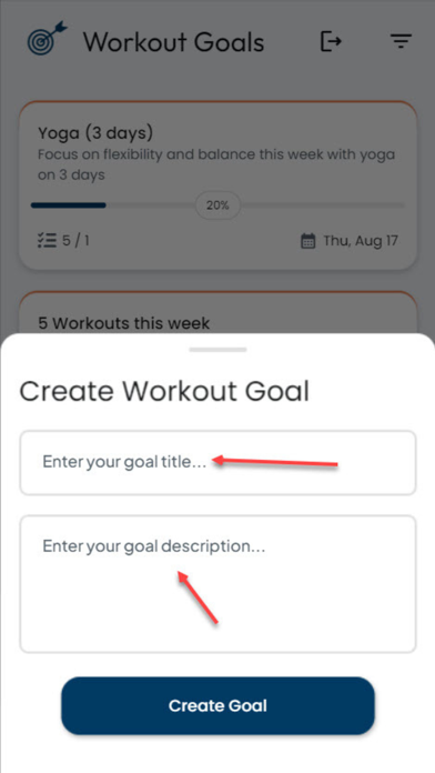 Workout Ideas & Goal Tracker Screenshot